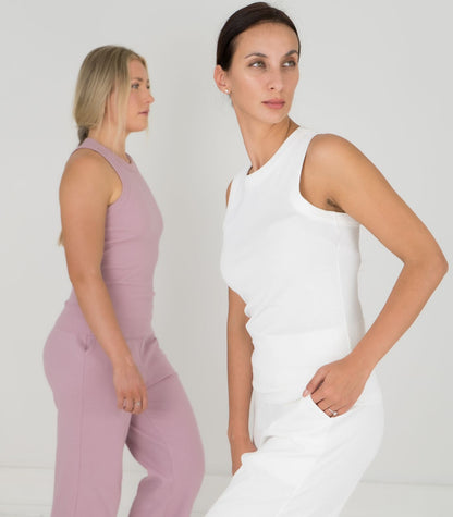 Ribbed Racer Back - White