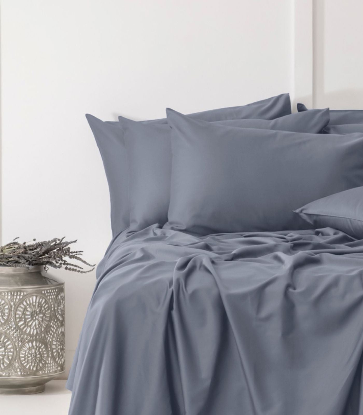 Bhumi Organic Cotton - Percale Pillow Cases (Pair) - Metallic Blue