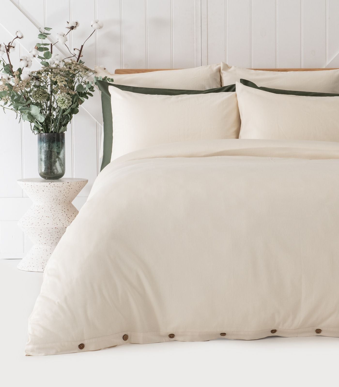 Bhumi Organic Cotton - Sateen Plain Quilt Cover - Ivory