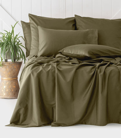 Bhumi Organic Cotton - Sateen Sheet Set - Olive