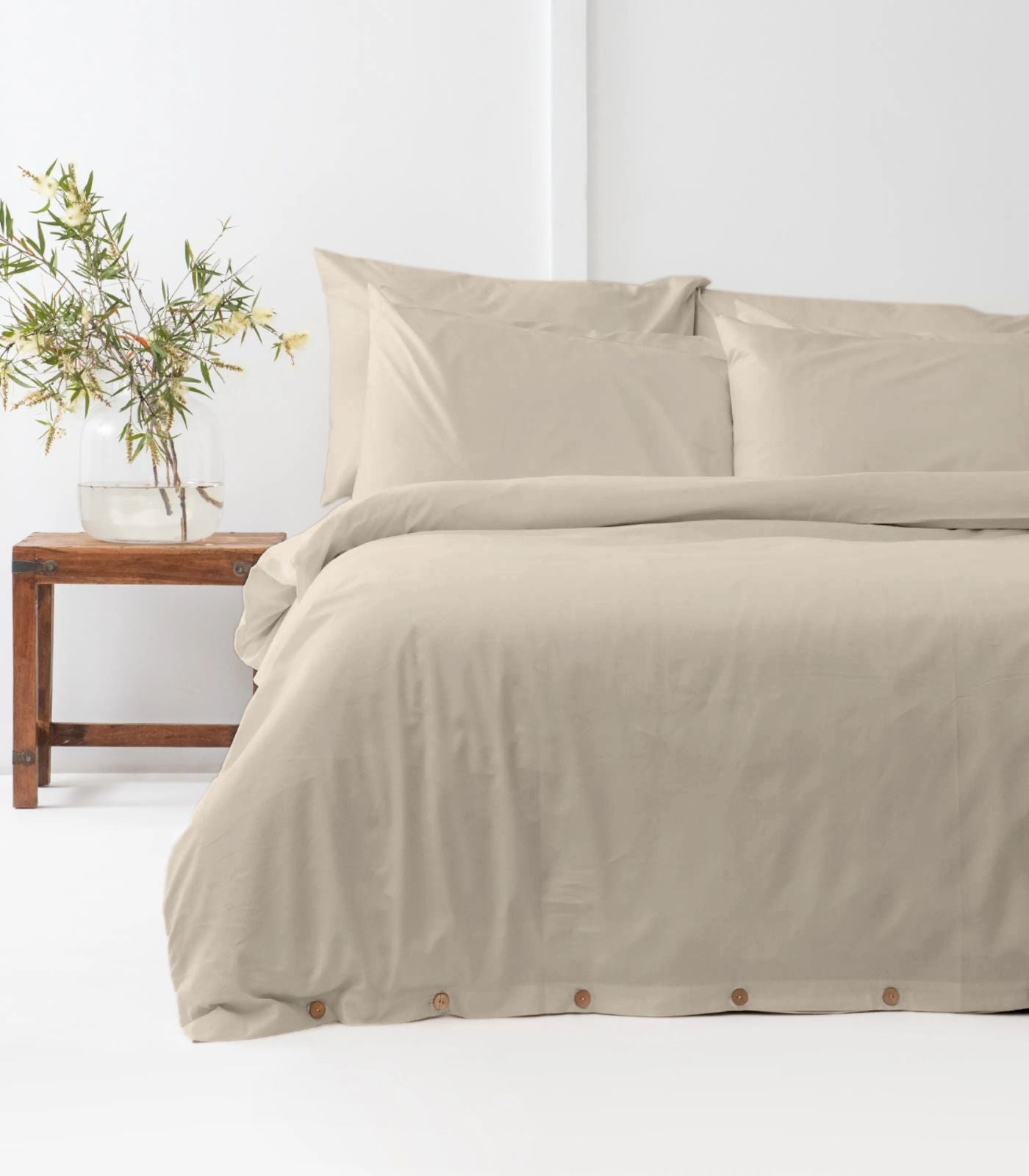 Bhumi Organic Cotton - Sateen Plain Quilt Cover - Oatmeal