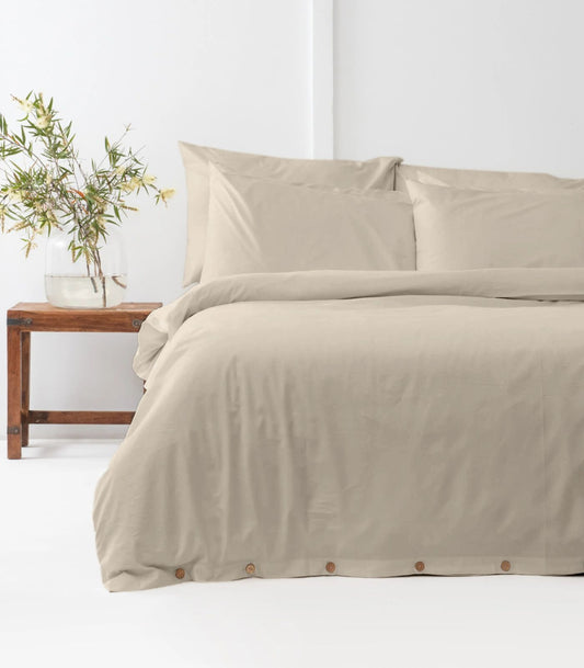 Bhumi Organic Cotton - Sateen Plain Quilt Cover - Oatmeal