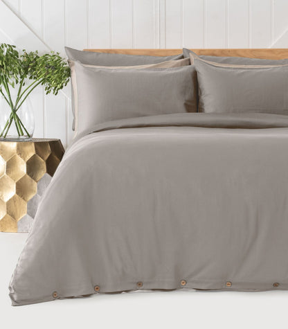 Bhumi Organic Cotton - Sateen Plain Quilt Cover - Stone