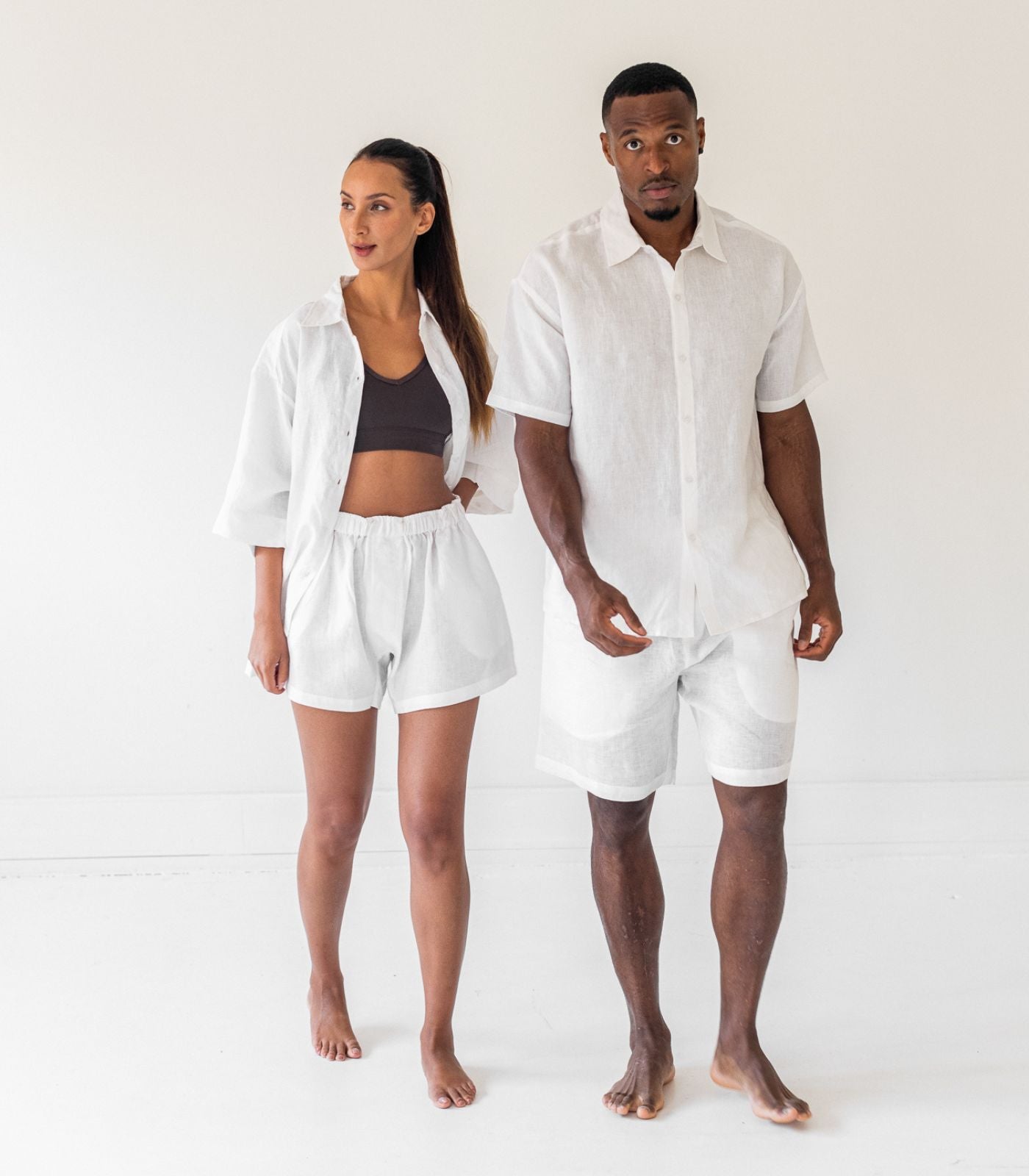 Men’s Organic Linen Lounge Shorts - White