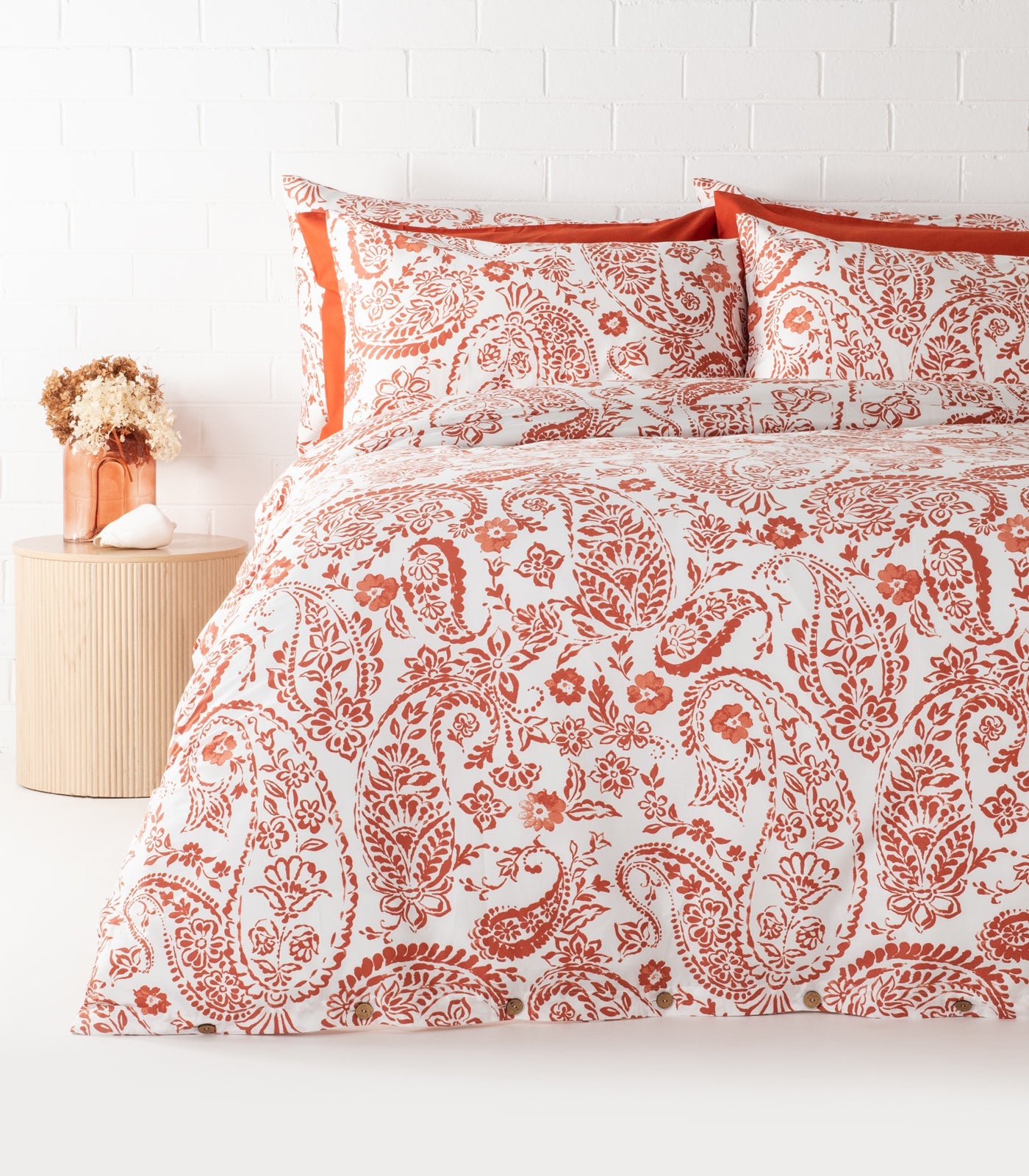 Sateen Quilt Cover Set - Floral - Saffron