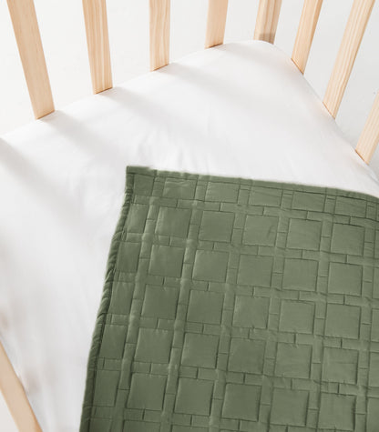 Bhumi Organic Cotton - Baby Quilted Blanket - Lattice Design - Bronze Green