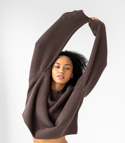 Bhumi Organic Cotton - Rib Knit Jumper - Chocolate