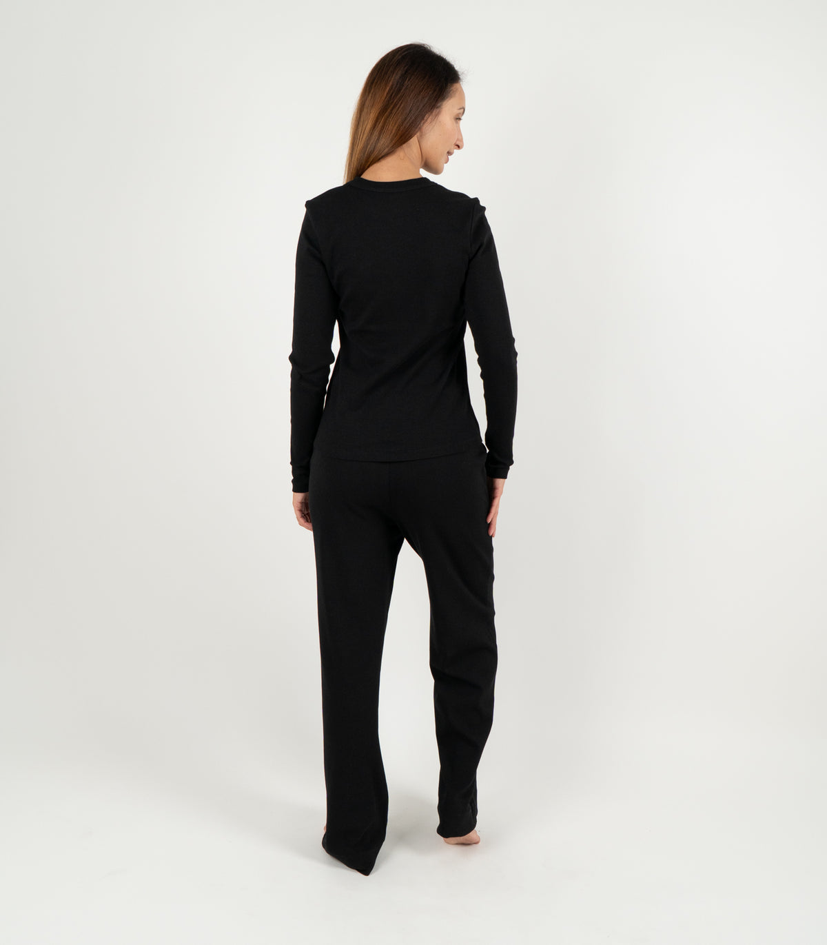 Ribbed Long Sleeve Top - Black