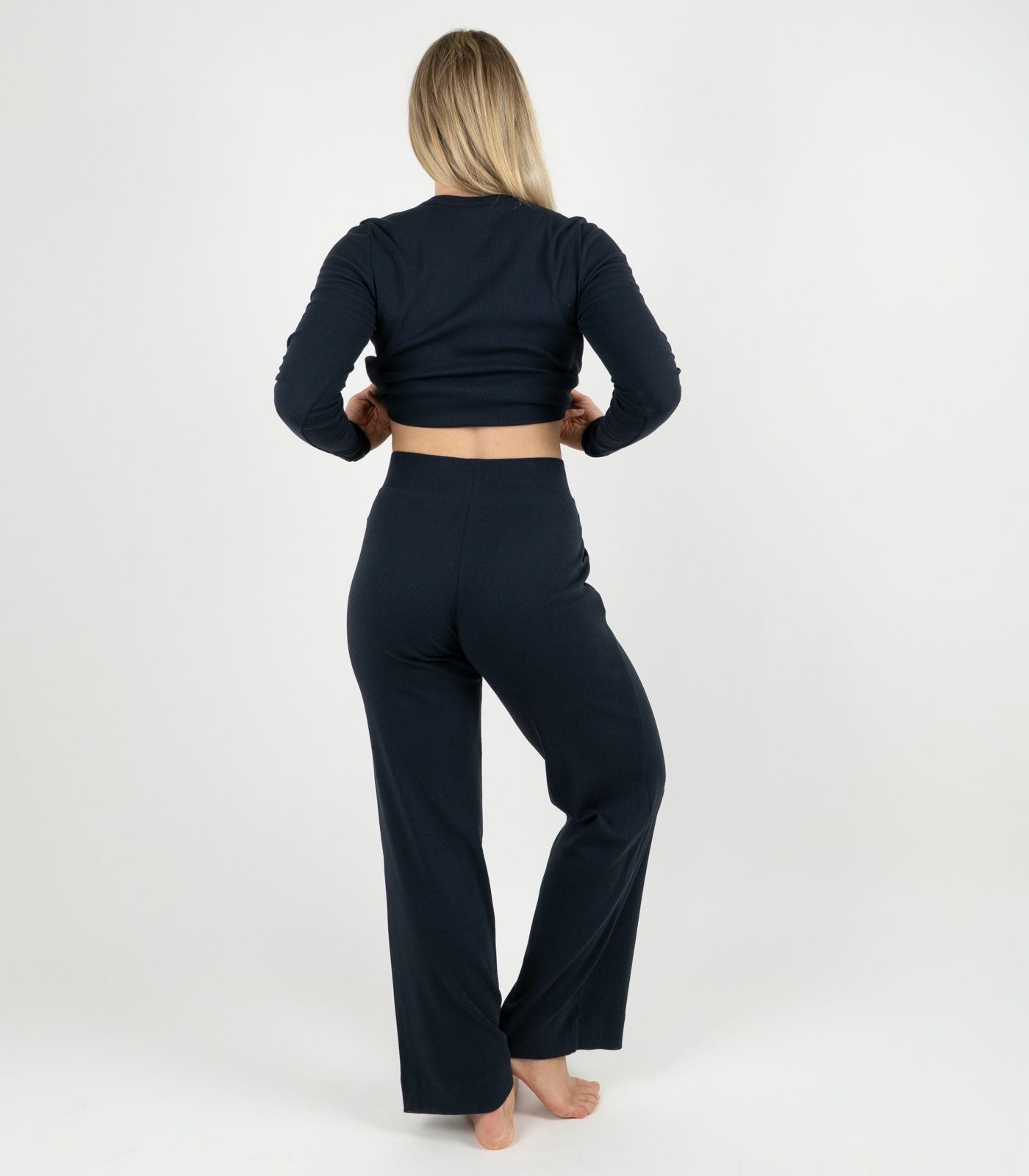 Ribbed Wide Leg Lounge Pant - Midnight Blue