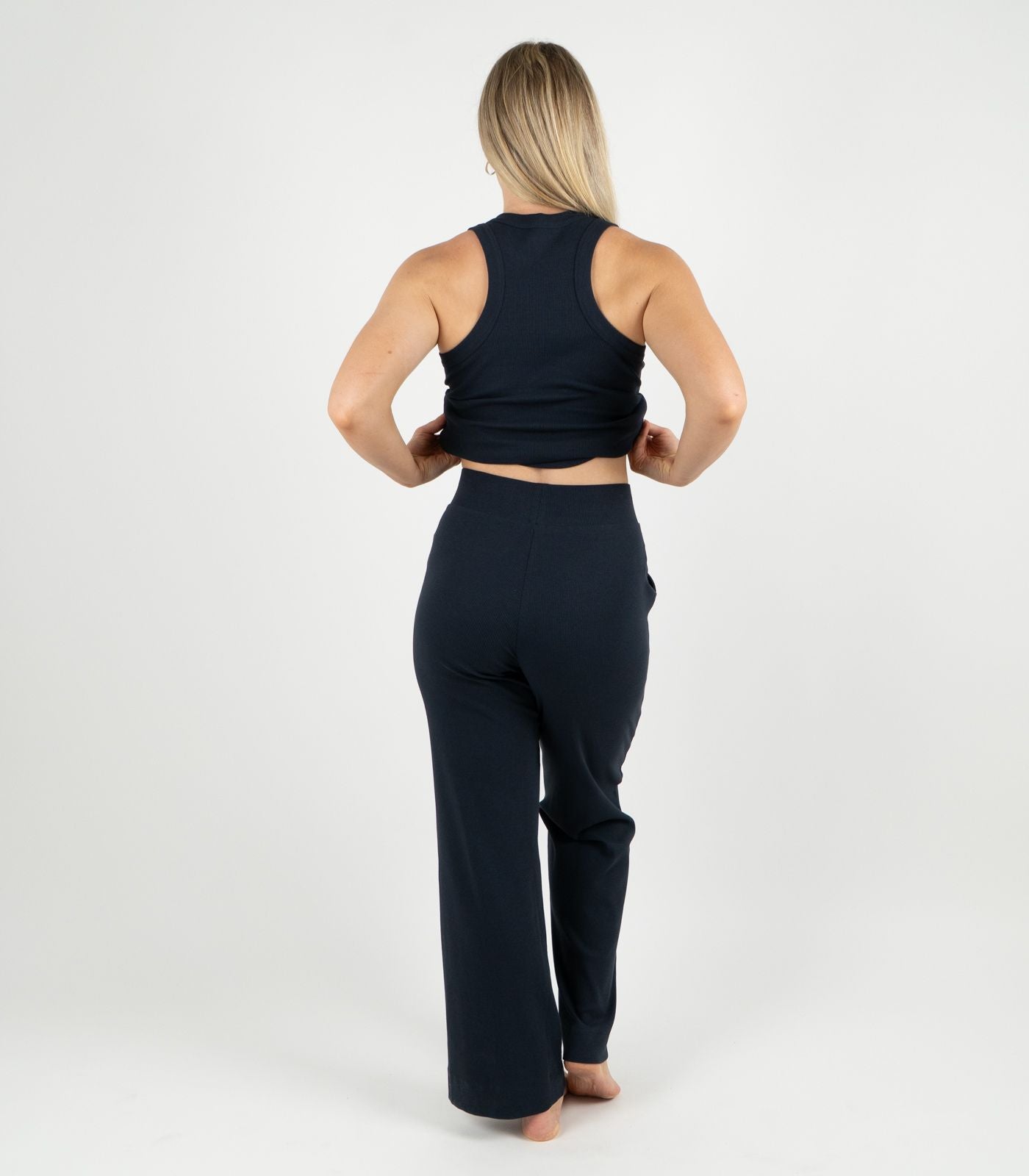 Ribbed Wide Leg Lounge Pant - Midnight Blue