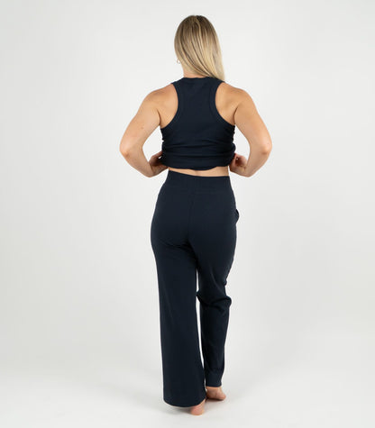 Ribbed Wide Leg Lounge Pant - Midnight Blue