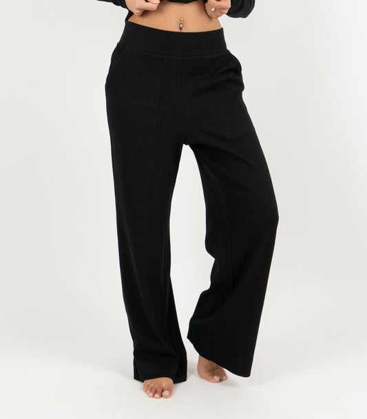 Ribbed Wide Leg Lounge Pant - Midnight Blue