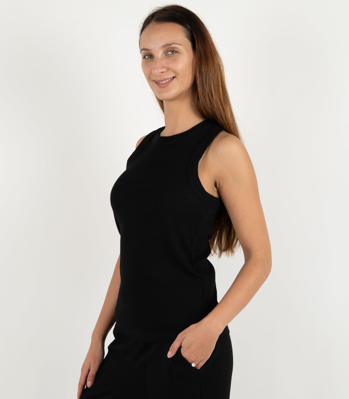 Ribbed Racer Back - Black