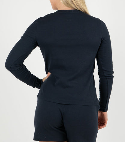 Ribbed Long Sleeve Top - Midnight Blue