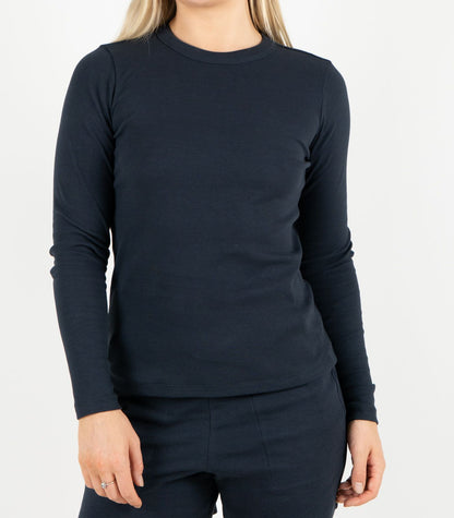 Ribbed Long Sleeve Top - Midnight Blue