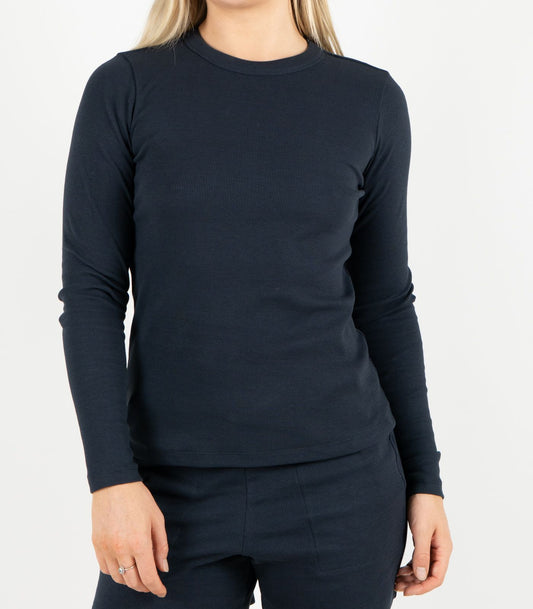 Ribbed Long Sleeve Top - Midnight Blue