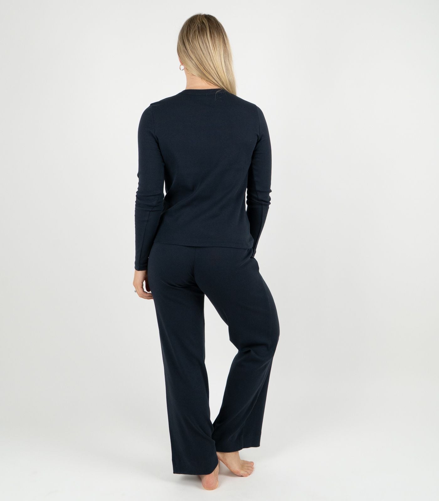 Ribbed Long Sleeve Top - Midnight Blue