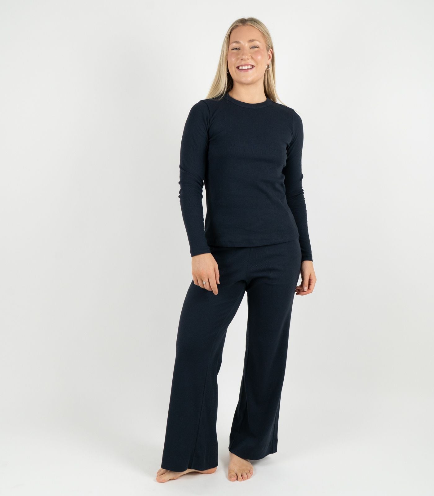 Ribbed Long Sleeve Top - Midnight Blue