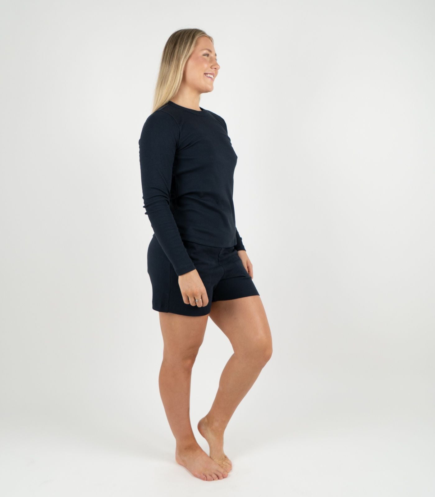 Ribbed Long Sleeve Top - Midnight Blue