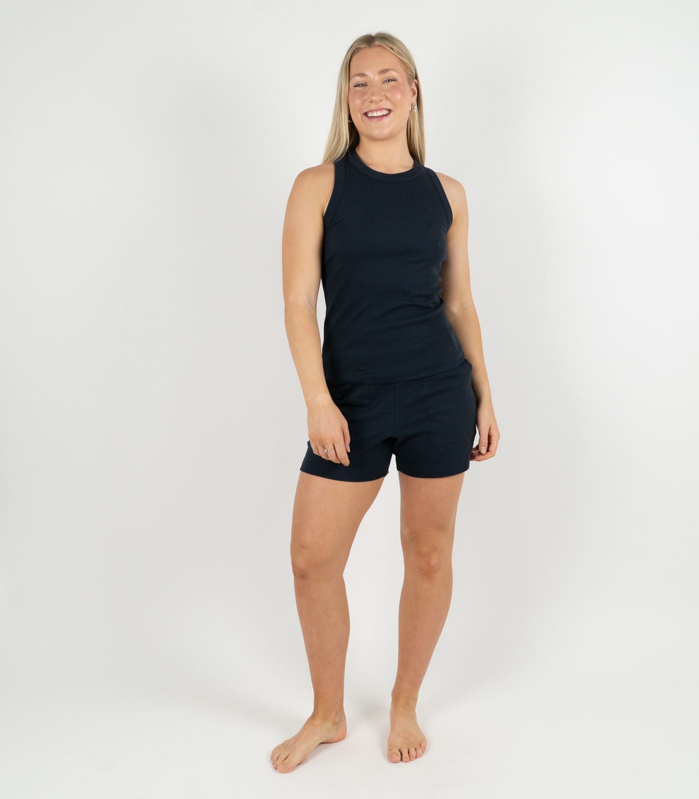 Ribbed Racer Back - Midnight Blue