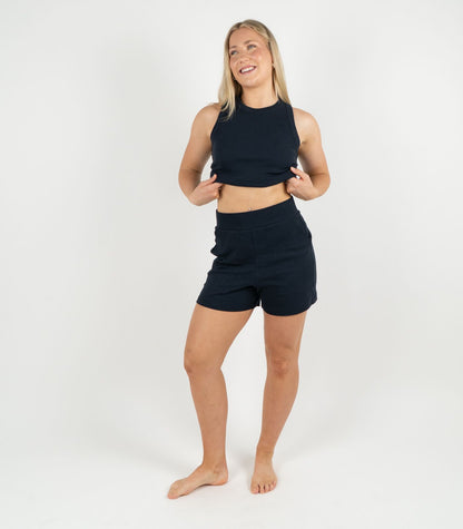 Ribbed Shorts - Midnight Blue