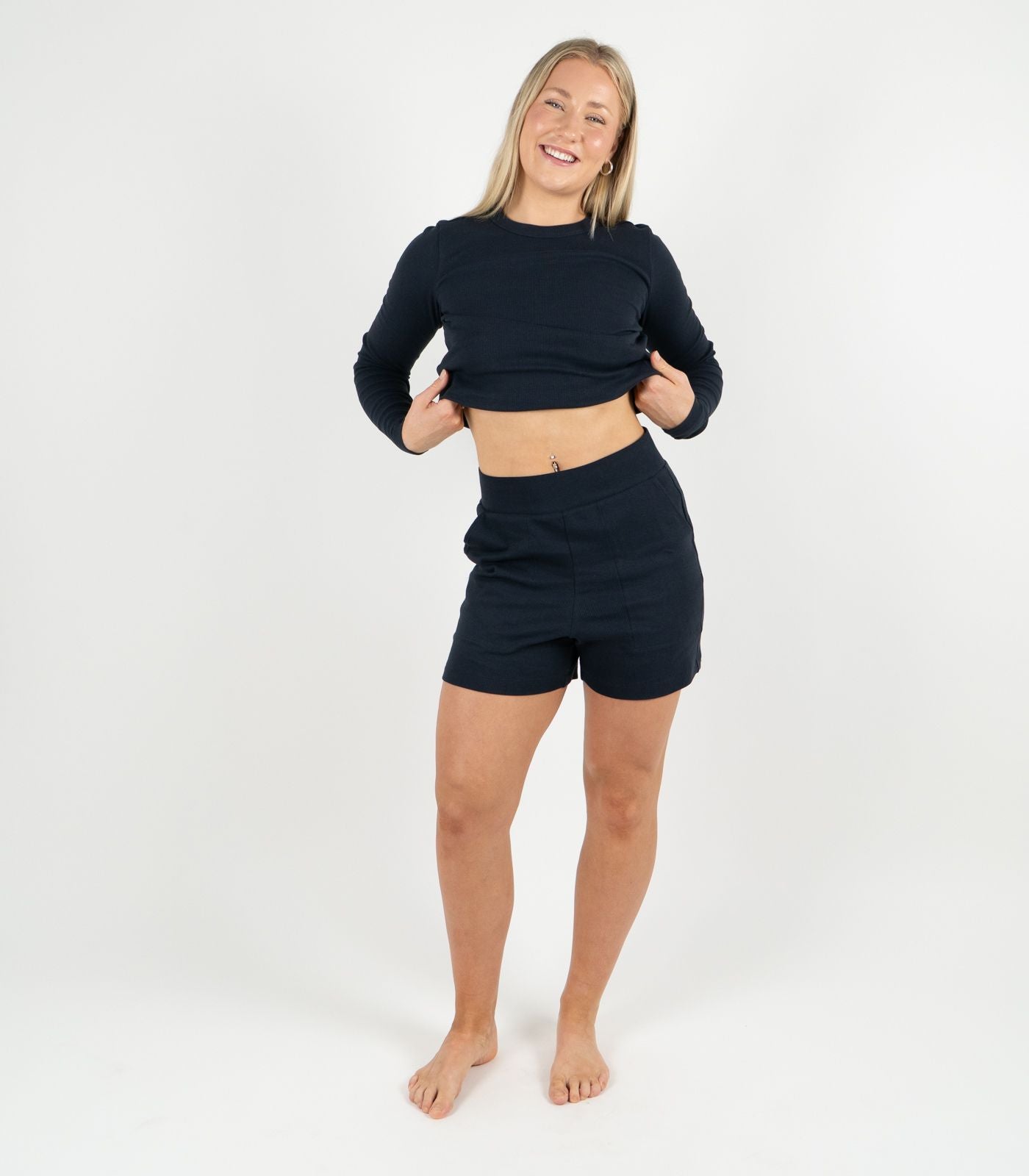 Ribbed Shorts - Midnight Blue