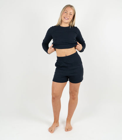 Ribbed Shorts - Midnight Blue