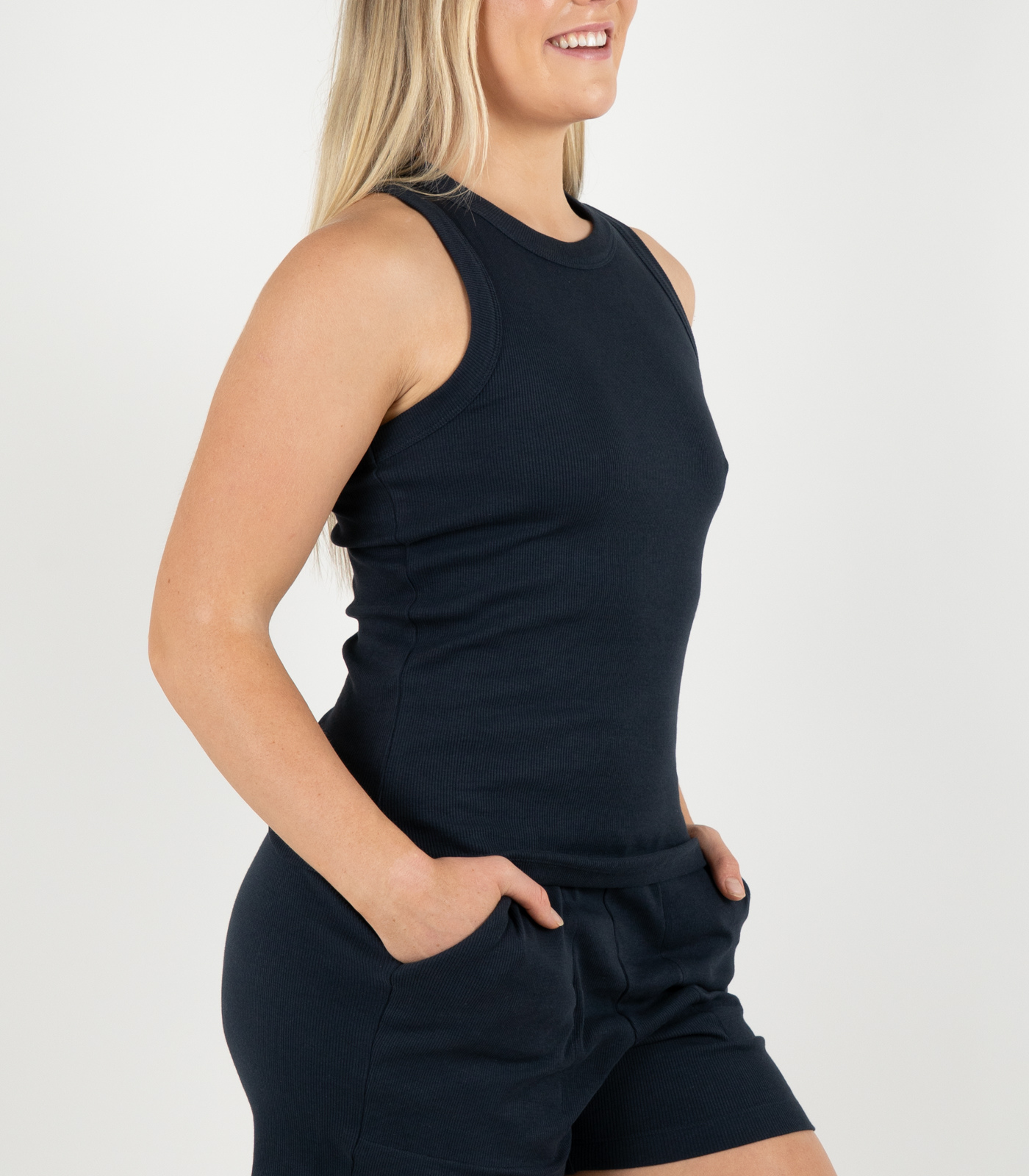Ribbed Racer Back - Midnight Blue