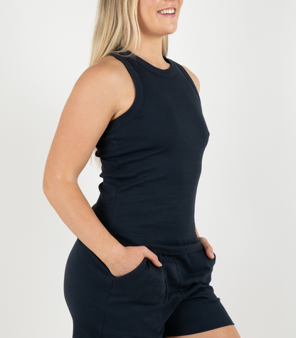 Ribbed Racer Back - Midnight Blue