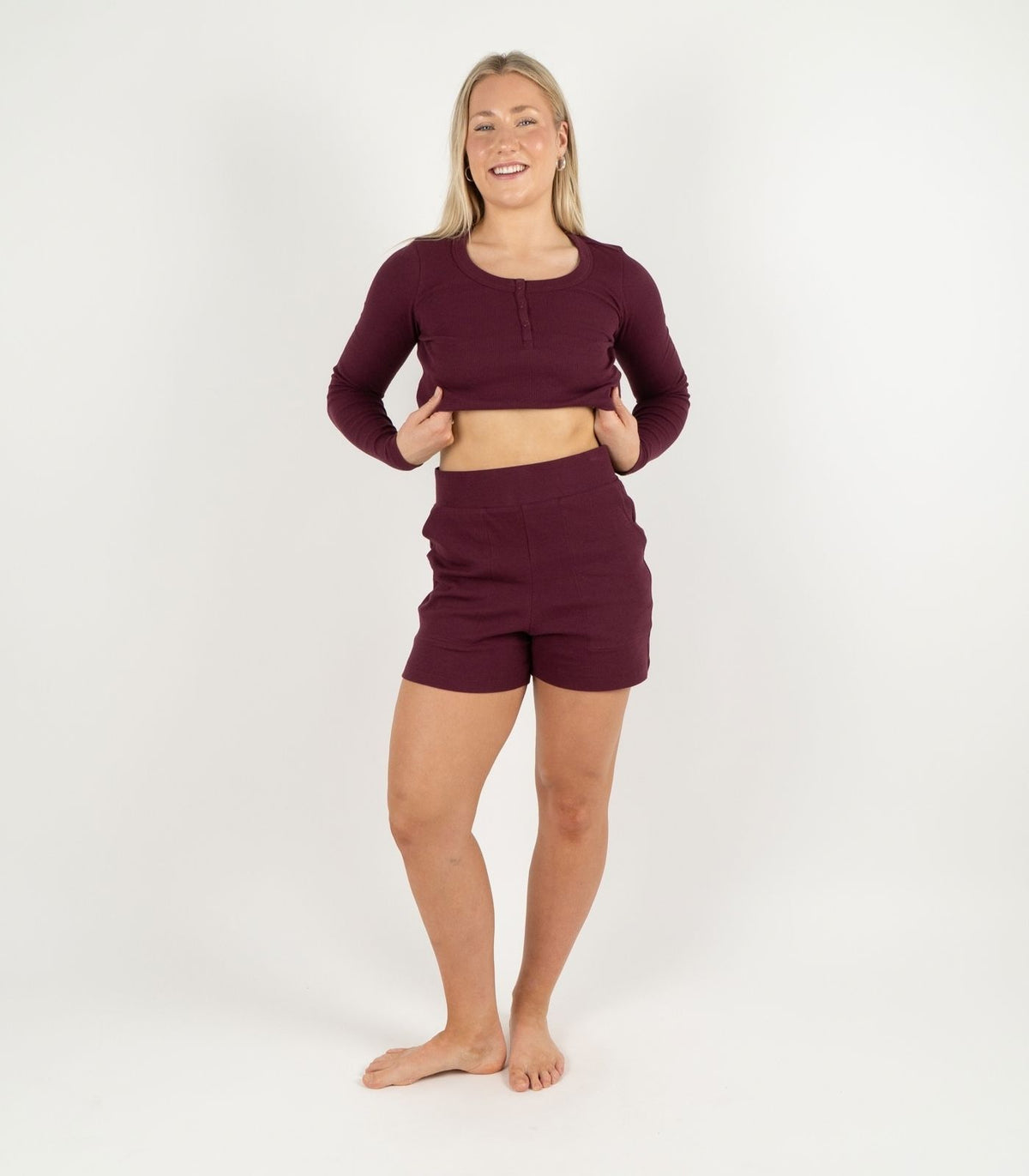 Ribbed Shorts - Maroon