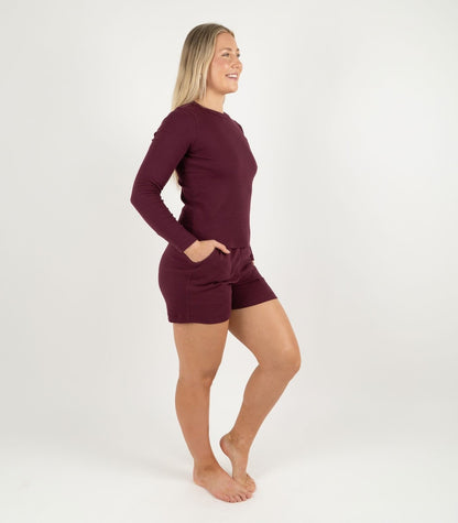 Ribbed Long Sleeve Top - Maroon