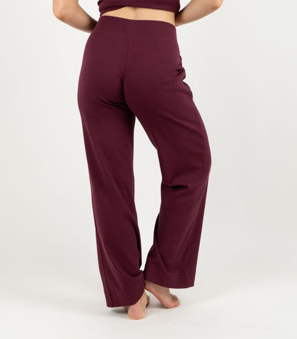 Ribbed Wide Leg Lounge Pant - Maroon