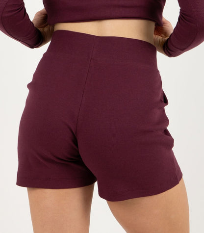 Ribbed Shorts - Maroon