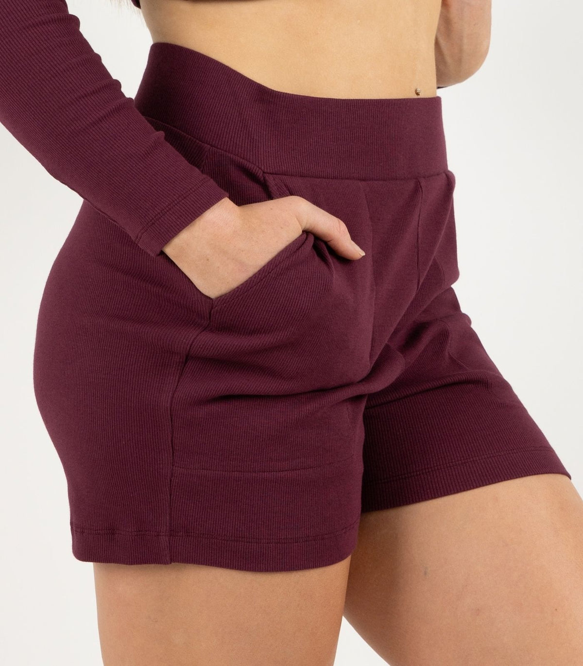 Ribbed Shorts - Maroon