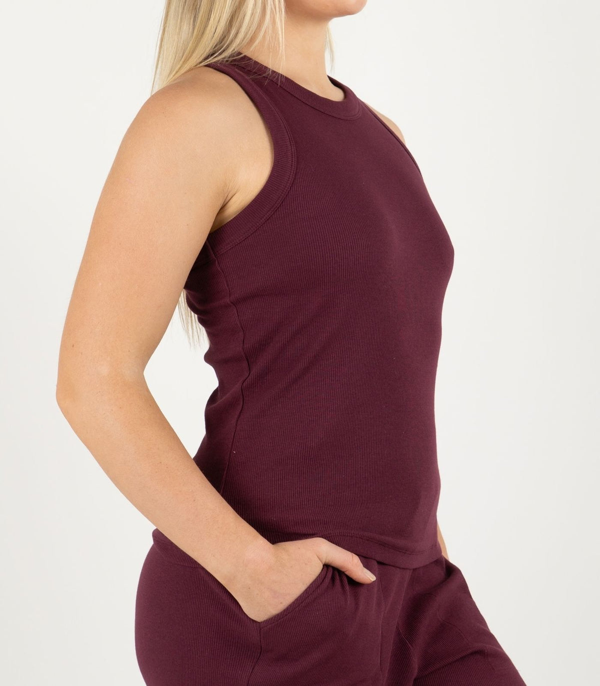 Ribbed Racer Back - Maroon