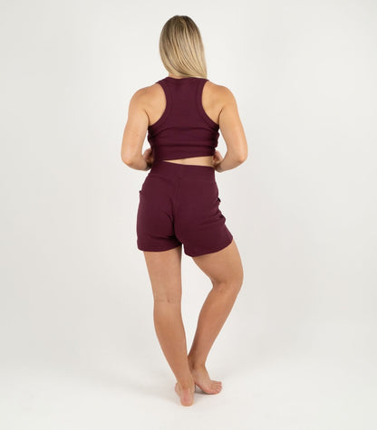 Ribbed Shorts - Maroon