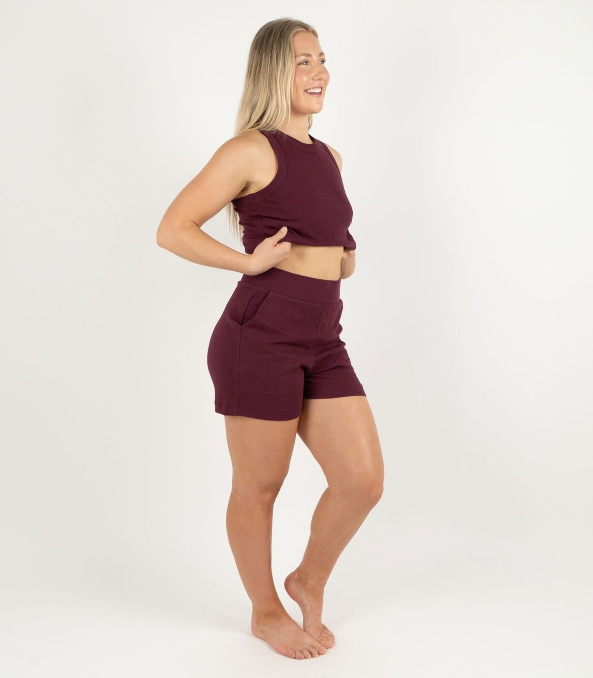 Ribbed Shorts - Maroon