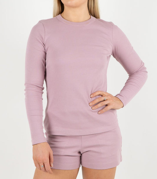 Ribbed Long Sleeve Top - Pink
