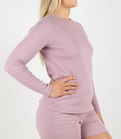 Ribbed Long Sleeve Top - Pink