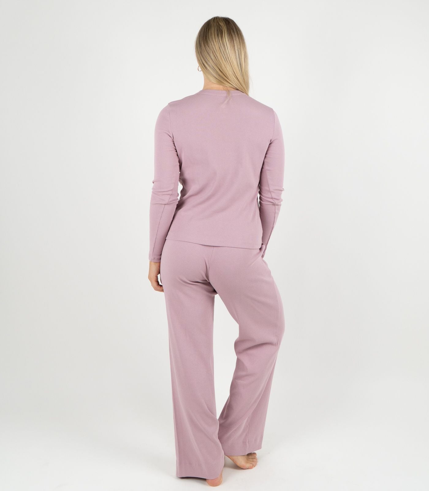 Ribbed Long Sleeve Top - Pink