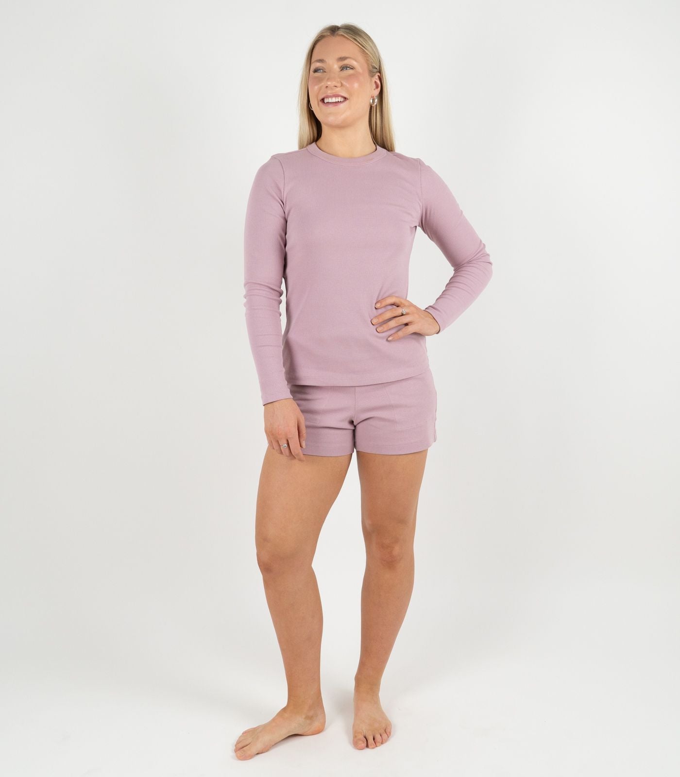 Ribbed Long Sleeve Top - Pink