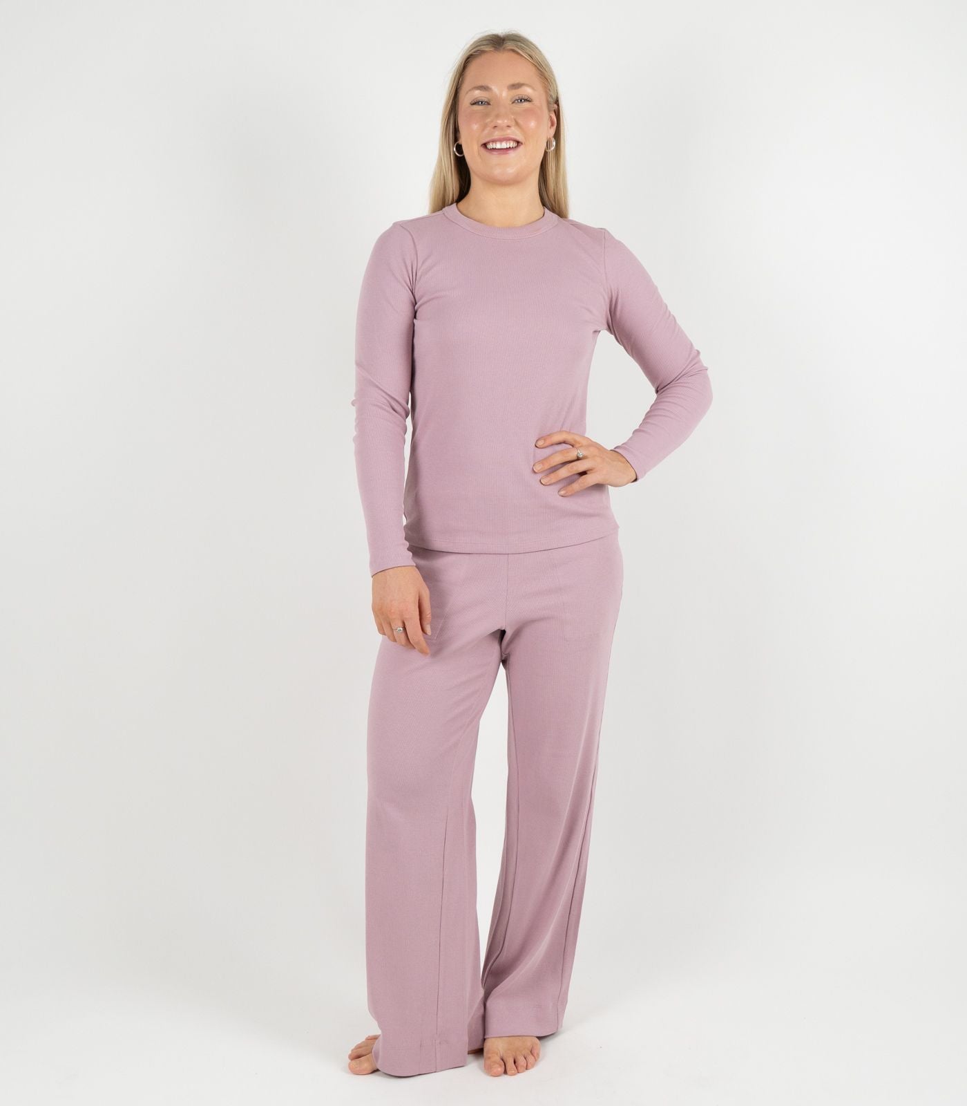 Ribbed Long Sleeve Top - Pink