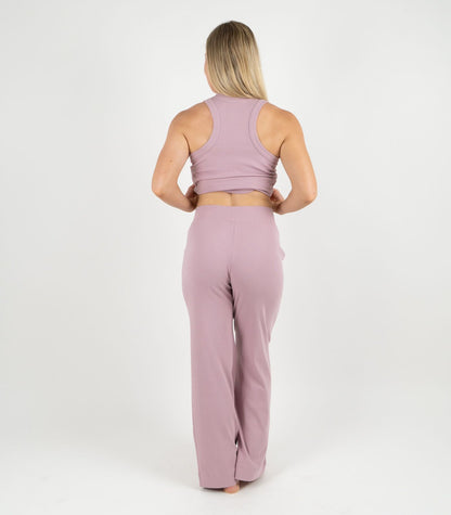 Ribbed Wide Leg Lounge Pant - Pink