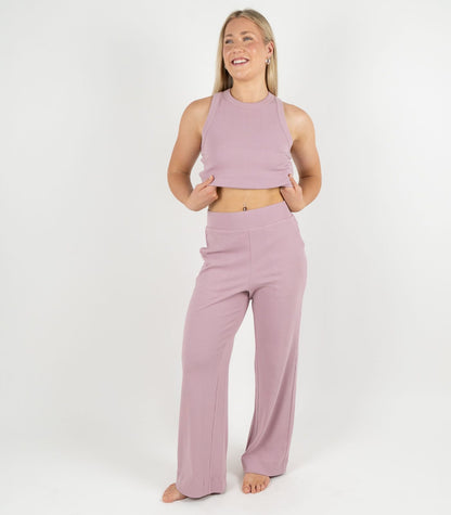 Ribbed Wide Leg Lounge Pant - Pink