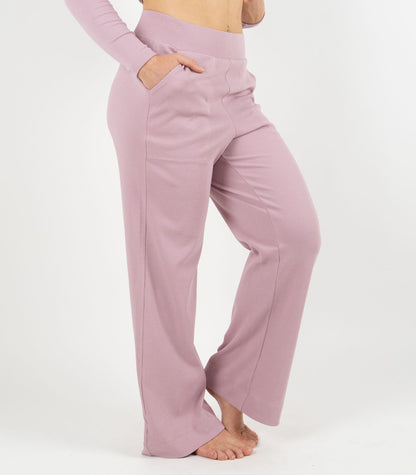 Ribbed Wide Leg Lounge Pant - Pink