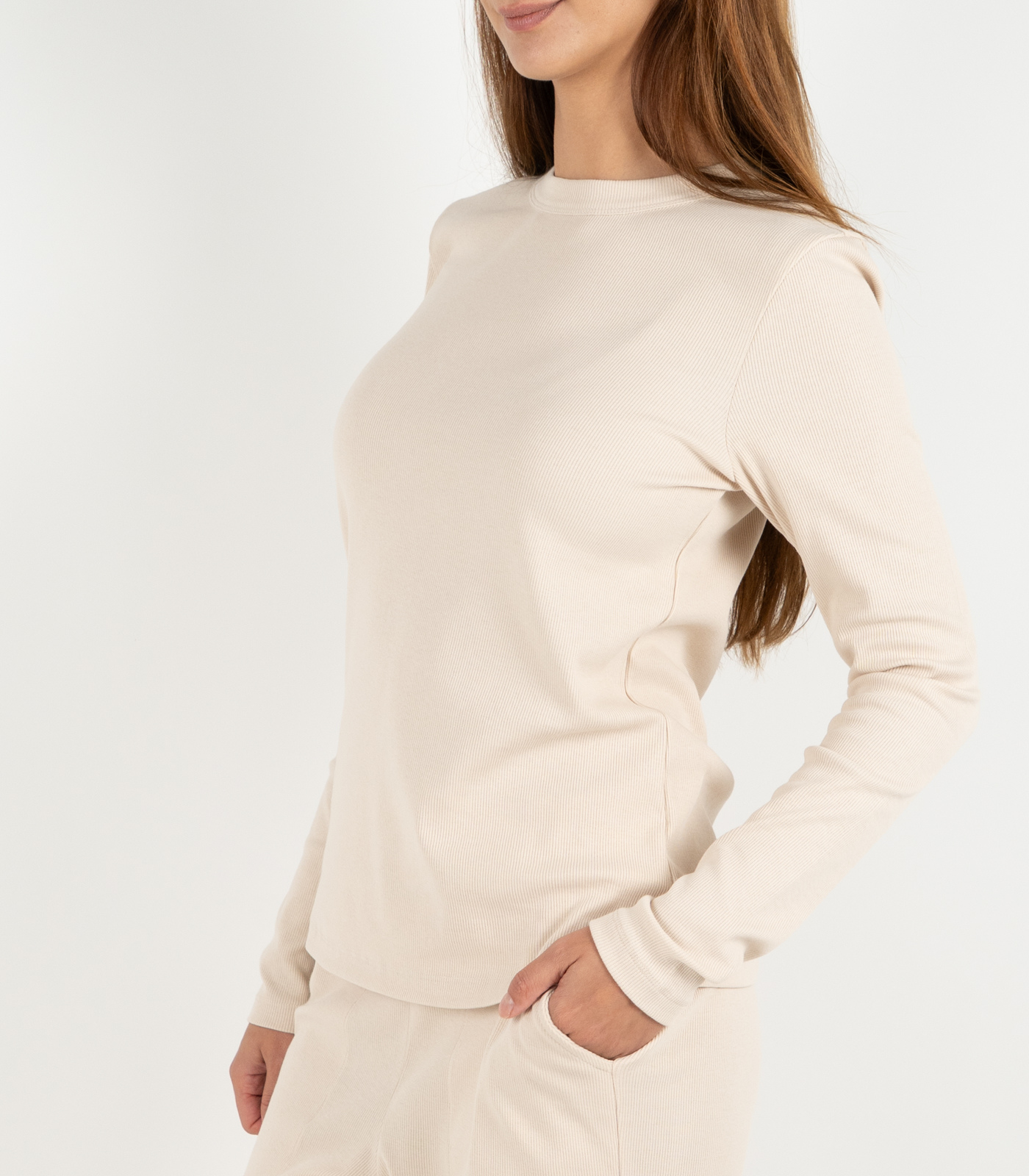 Ribbed Long Sleeve Top - Sand