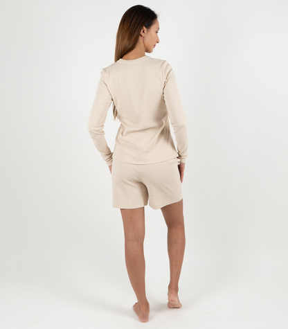 Ribbed Long Sleeve Top - Sand