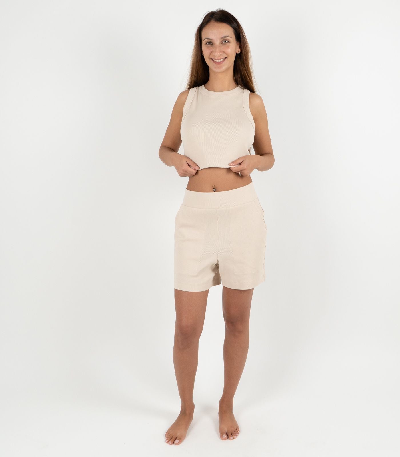 Ribbed Shorts - Sand