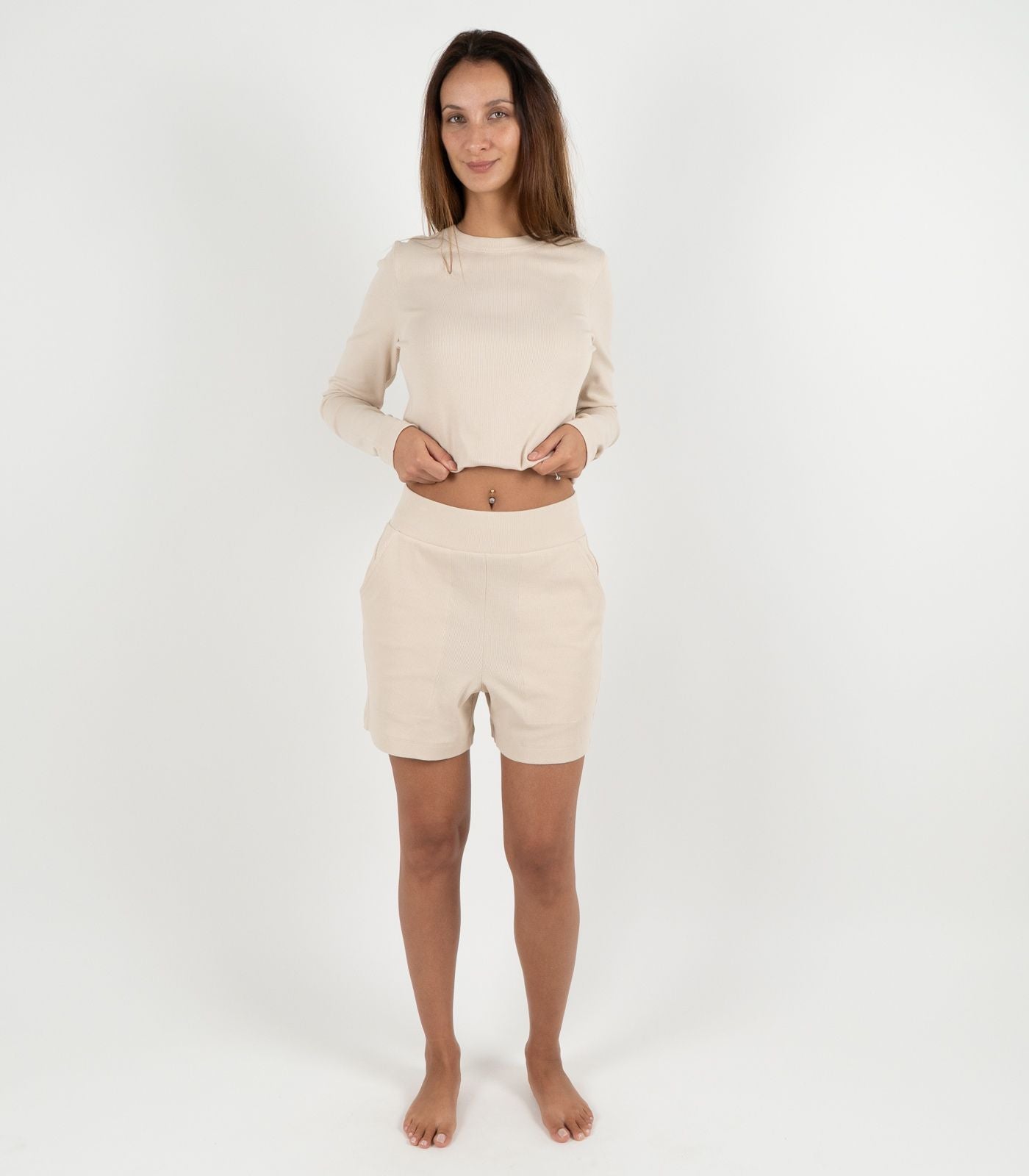 Ribbed Shorts - Sand