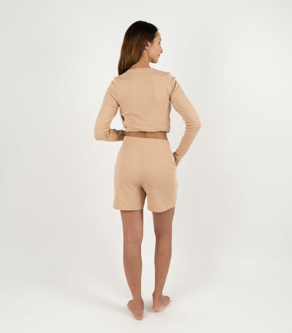 Ribbed Shorts - Tan